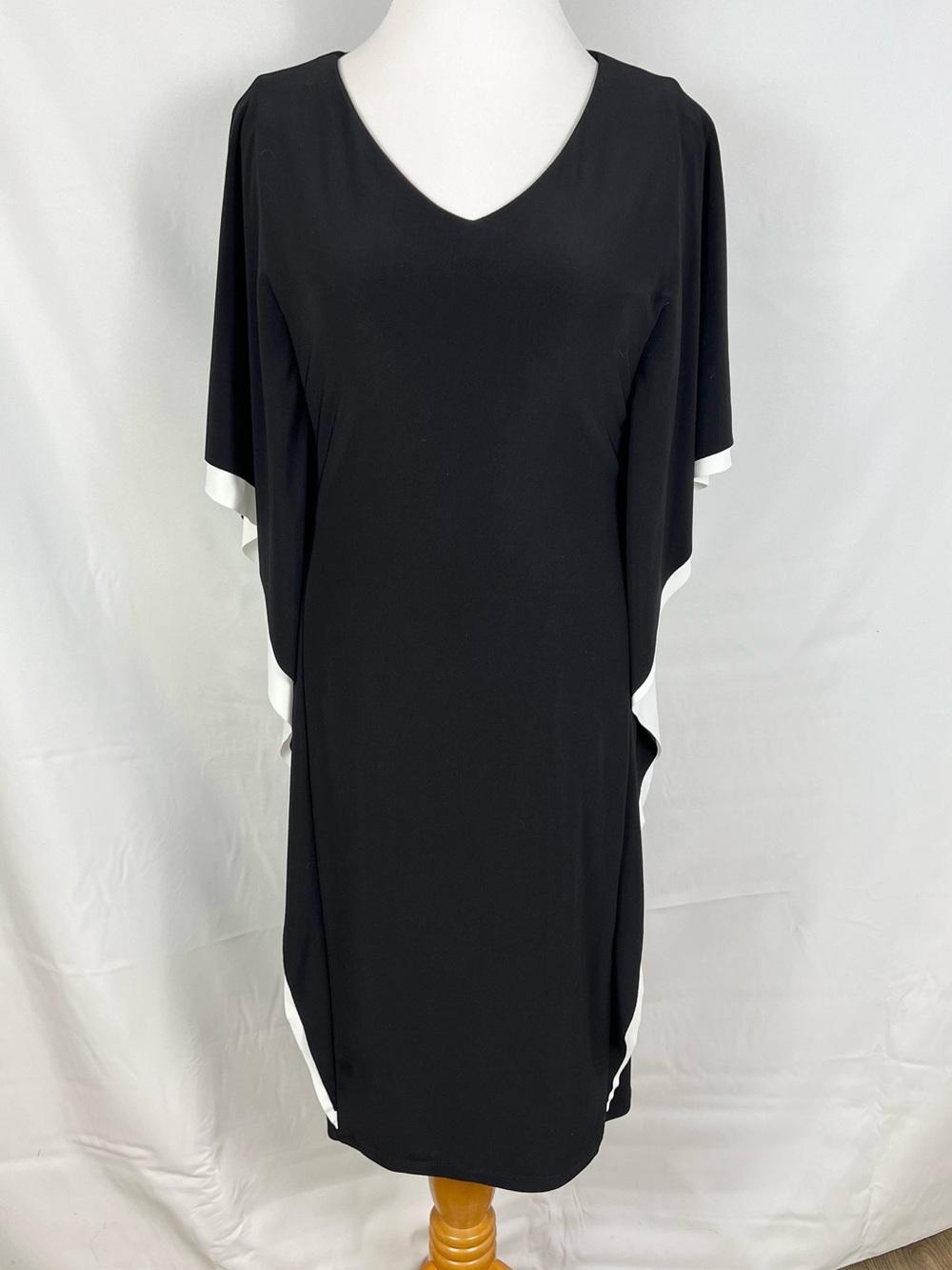 Joseph Ribkoff Black Midi Dress with White Trim